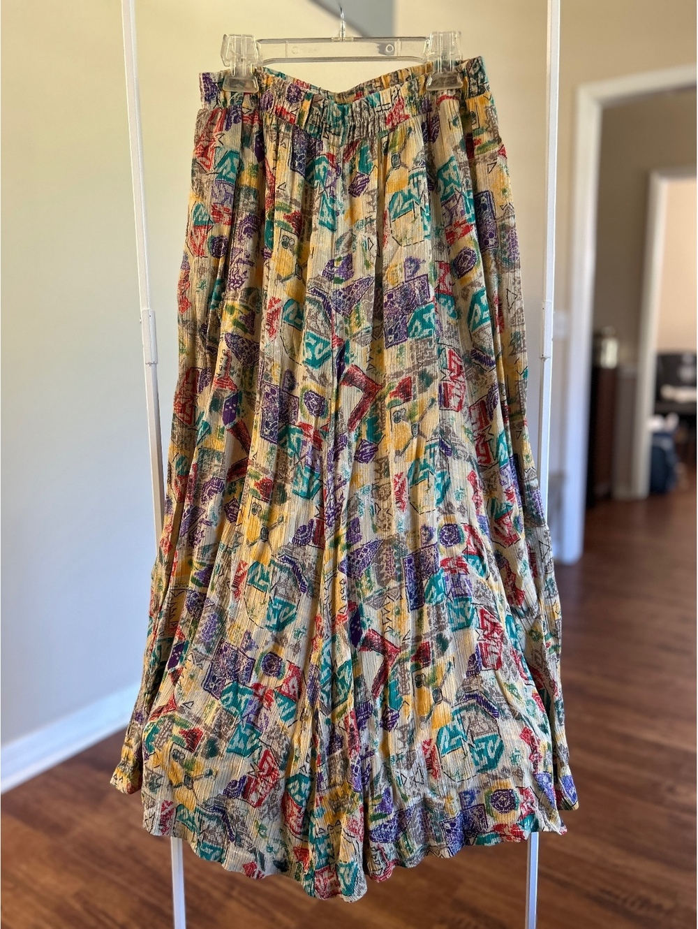 Diversity Petite Medium Multicolor Patterned Wide Leg Pants Size PM